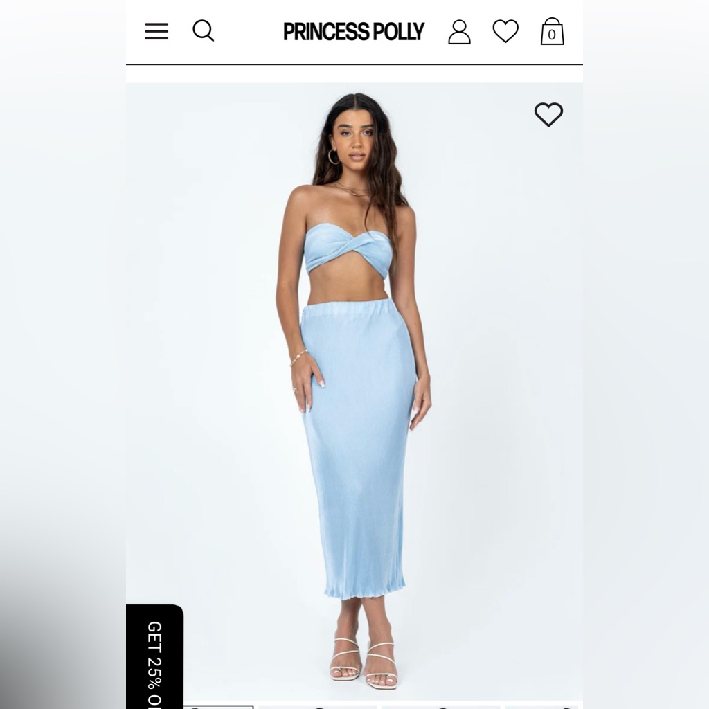 Princess Polly Light Blue Twist Bandeau Crop Top & Midi Skirt Set